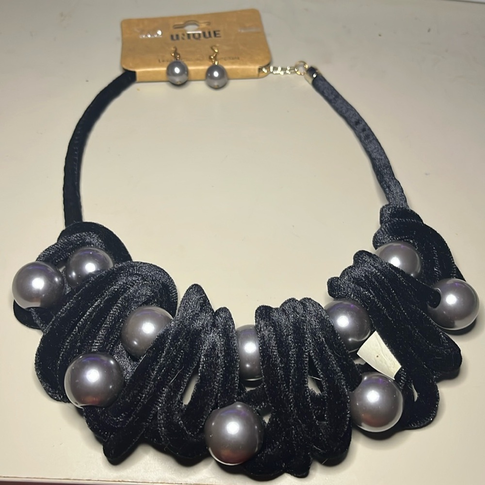 Unique Black and Silver Statement Necklace with Chunky Elements